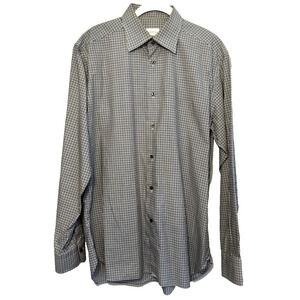 Ermenegildo Zegna Dress Shirt Men US 16 EU 41 Regular Black Gray Check Designer